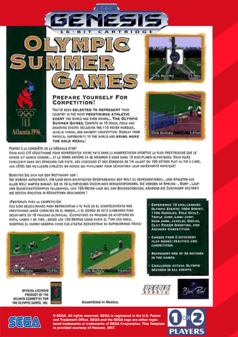 Olympic Summer Games — Box back