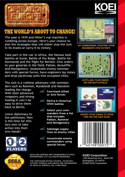 Operation Europe : Path to Victory 1939-45 — Box back