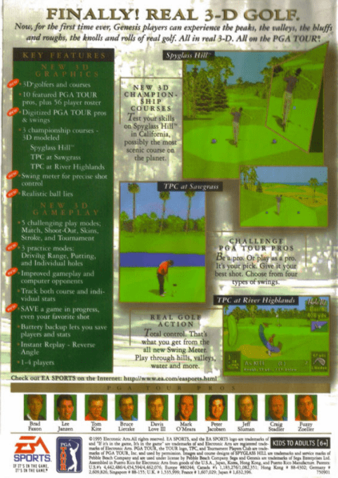 PGA Tour 96 — Box back