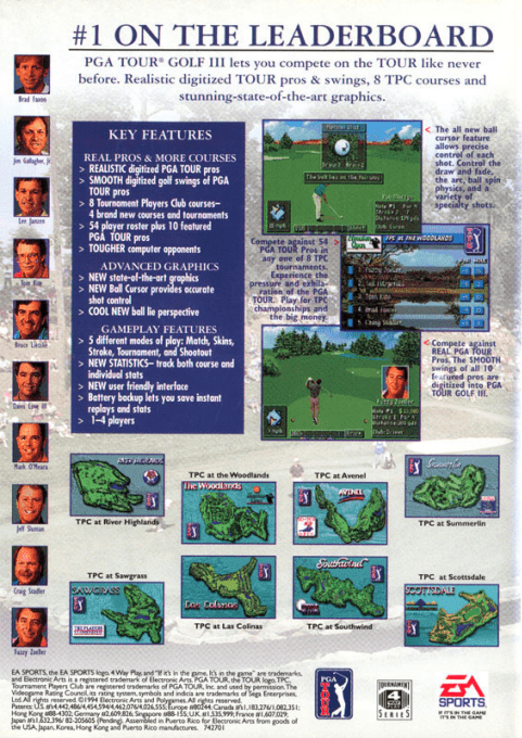 PGA Tour Golf III — Box back