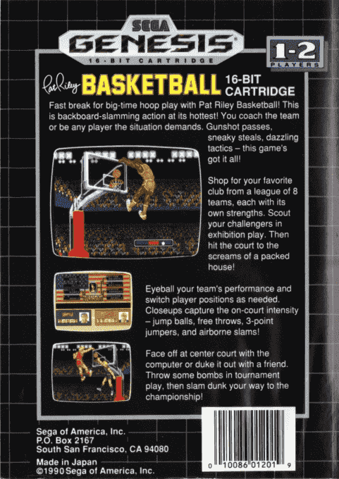 Pat Riley Basketball — Box back