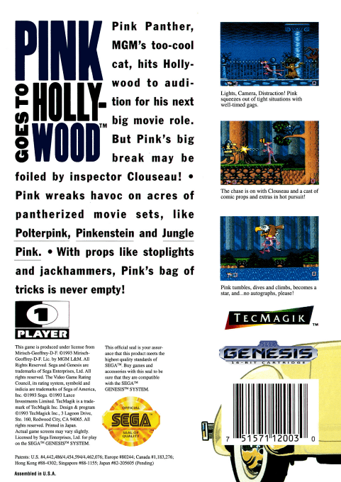 Pink Goes to Hollywood — Box back