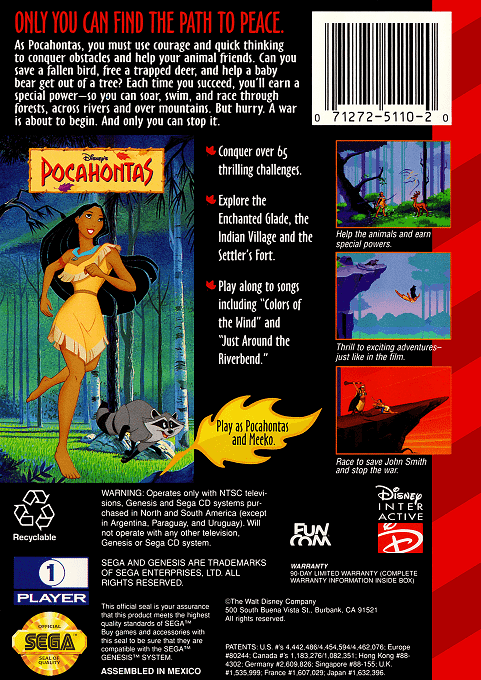 Pocahontas — Box back