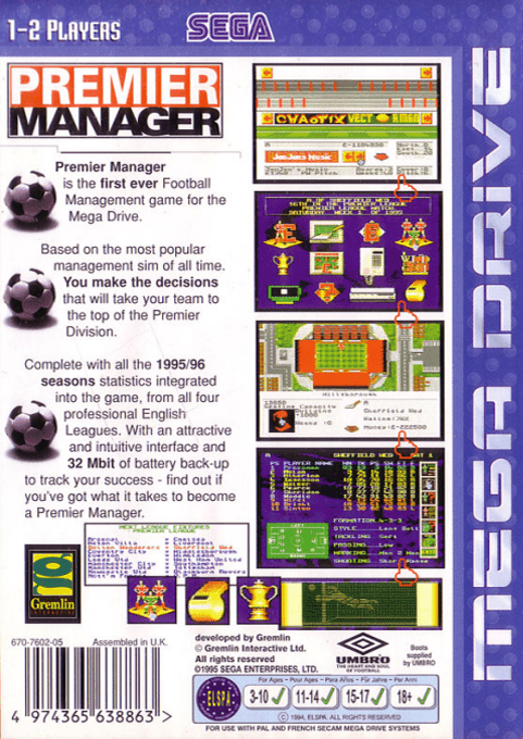 Premier Manager — Box back