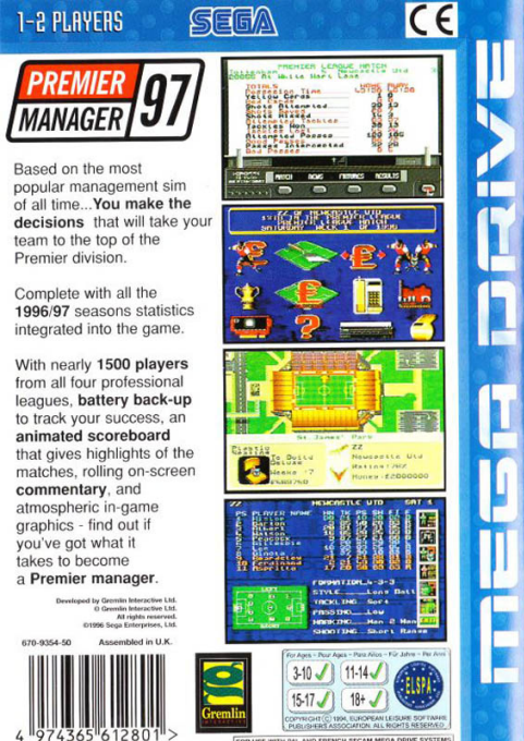 Premier Manager 97 — Box back
