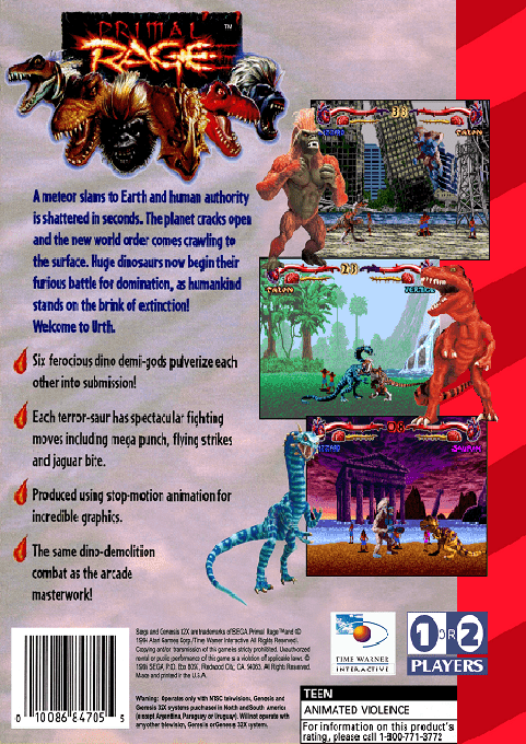 Primal Rage — Box back