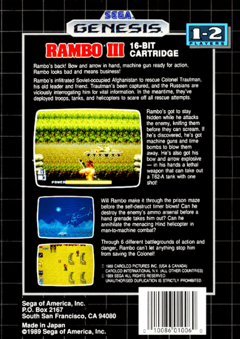 Rambo III — Box back
