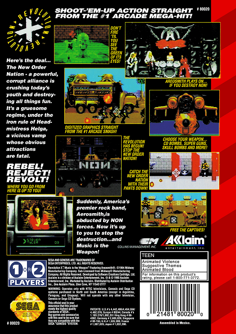 Revolution X — Box back