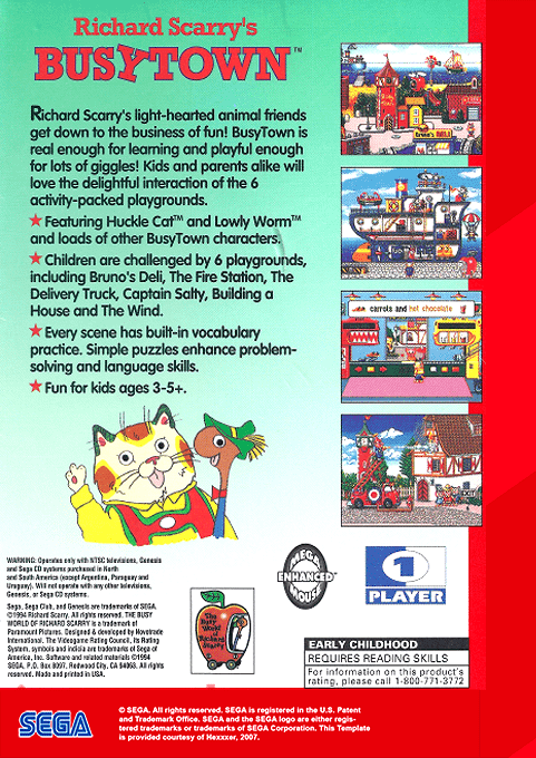 Richard Scarry's Busytown — Box back