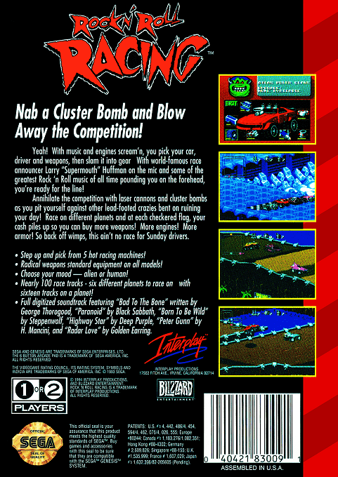 Rock n' Roll Racing — Box back