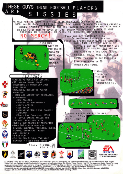 Rugby World Cup 95 — Box back