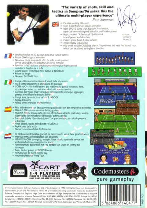 Sampras Tennis 96 — Box back