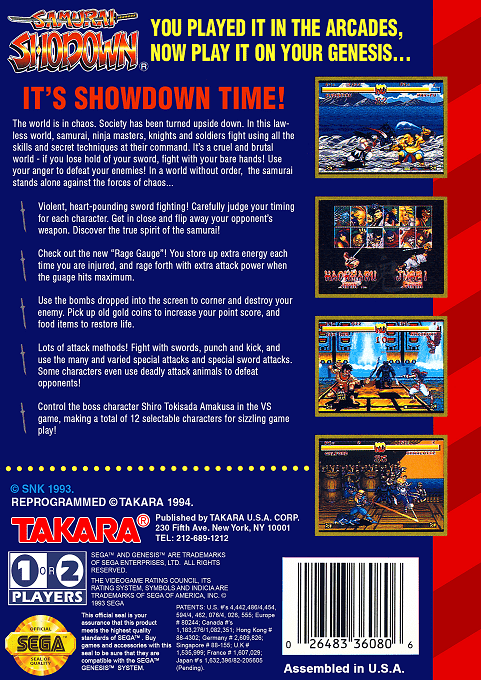Samurai Shodown — Box back