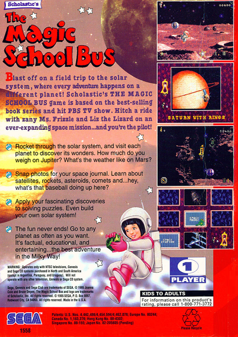 Scholastic's The Magic School Bus : Space Exploration Game — Box back