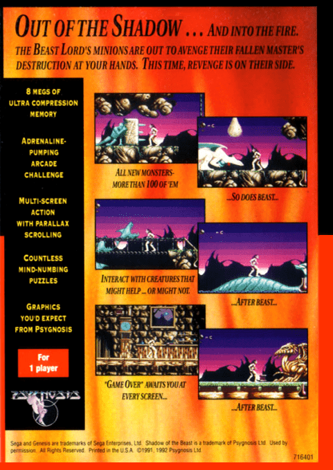 Shadow of the Beast II — Box back