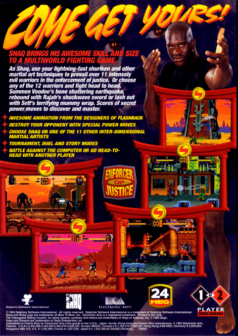 Shaq-Fu — Box back