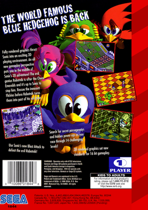 Sonic 3D Blast — Box back