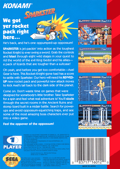 Sparkster — Box back
