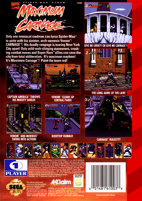 Spider-Man & Venom : Maximum Carnage — Box back