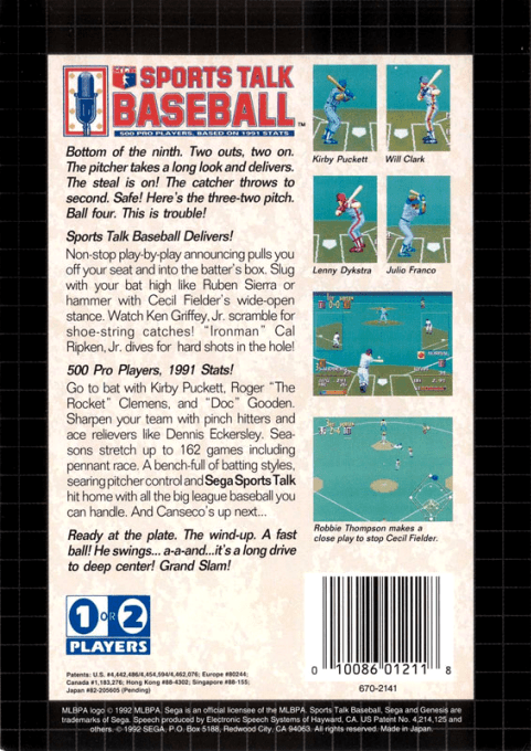 Sports Talk Baseball — Box back