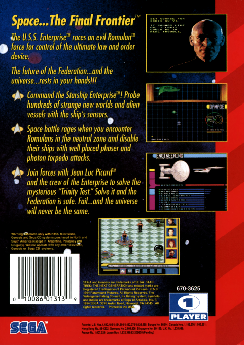 Star Trek, The Next Generation : Echoes from the Past — Box back