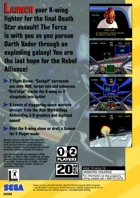 Star Wars Arcade — Box back