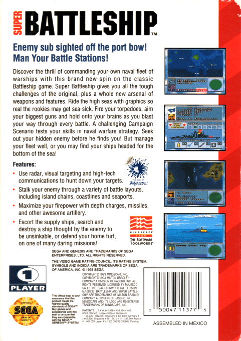 Super Battleship — Box back