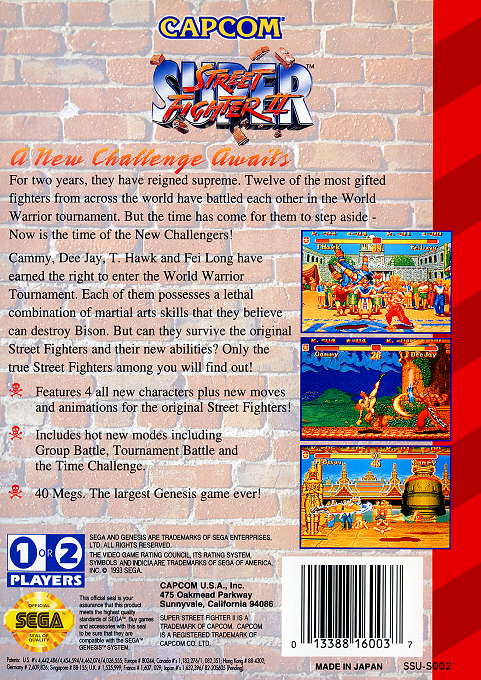 Super Street Fighter II — Box back