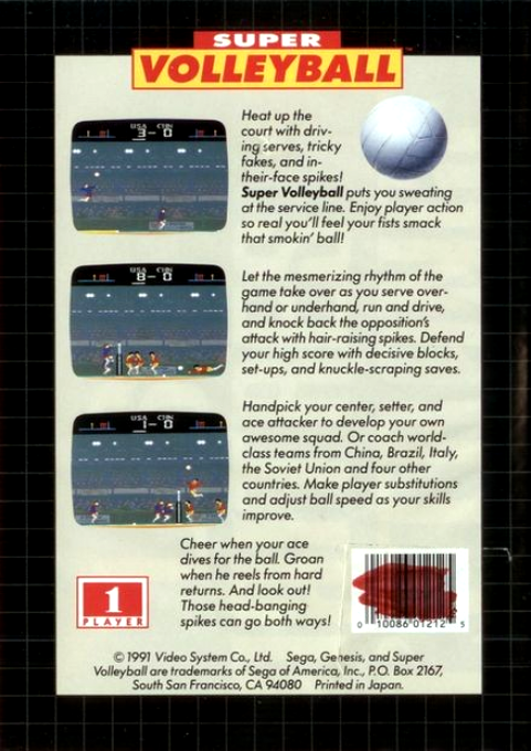 Super Volleyball — Box back
