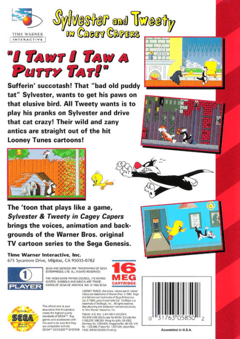 Sylvester & Tweety in Cagey Capers — Box back