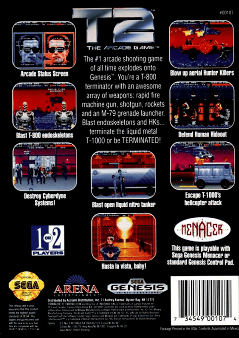 T2 : The Arcade Game — Box back