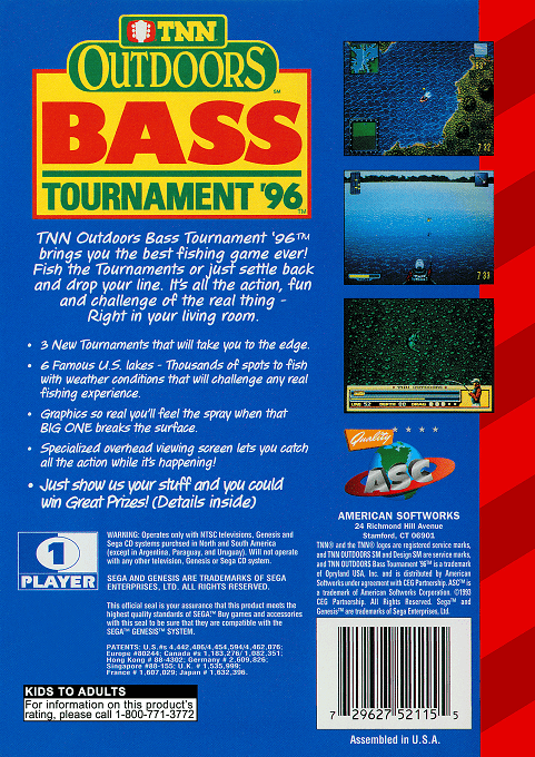 TNN Outdoors Bass Tournament '96 — Box back