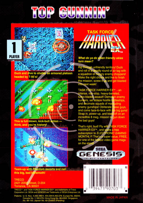 Task Force Harrier EX — Box back