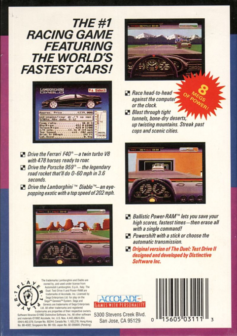 Test Drive II : The Duel (Homebrew) — Box back
