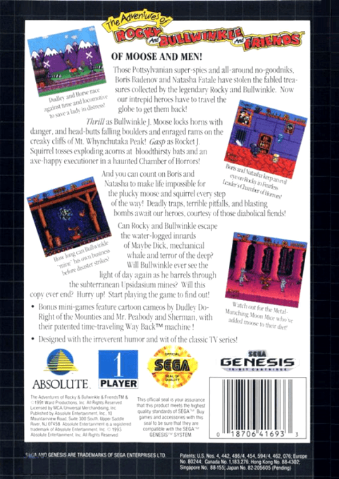 The Adventures of Rocky and Bullwinkle and Friends — Box back