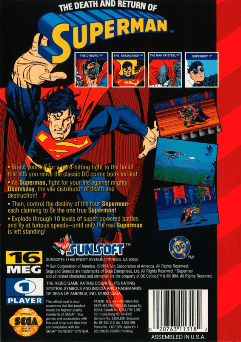 The Death and Return of Superman — Box back