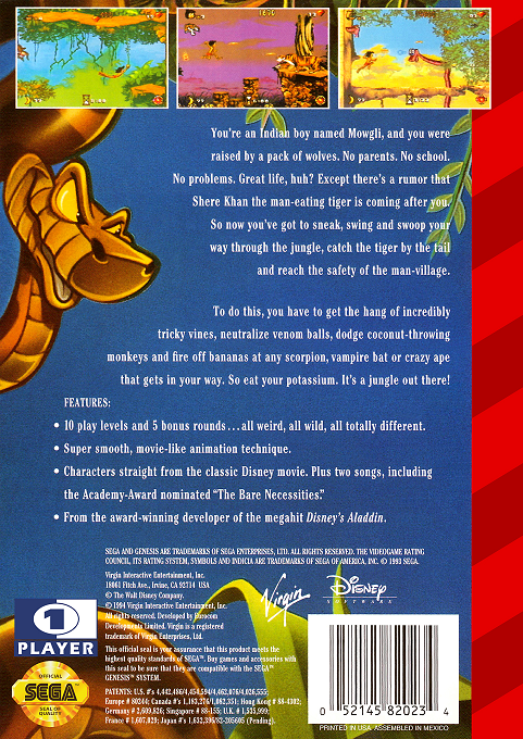 The Jungle Book — Box back