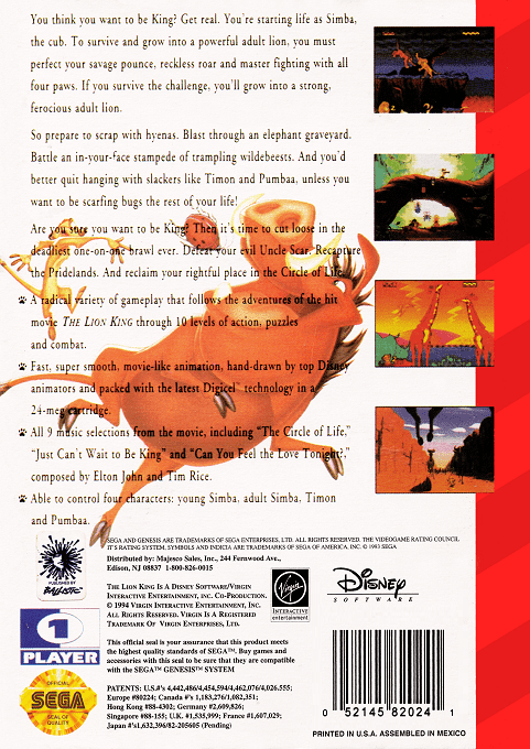 The Lion King — Box back