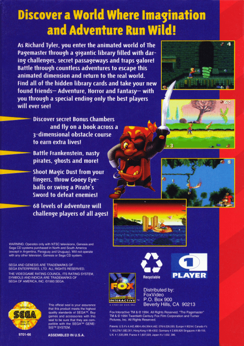 The Pagemaster — Box back