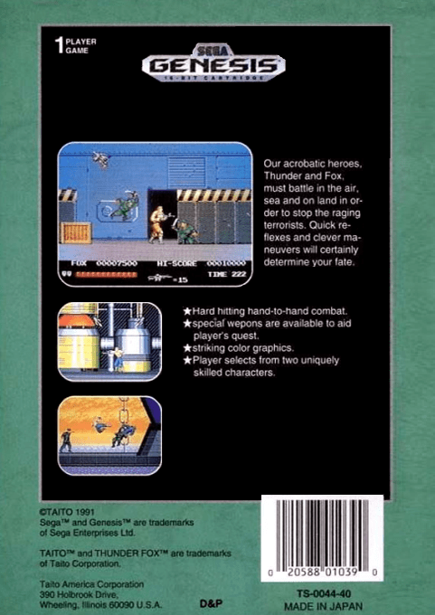 Thunder Fox — Box back