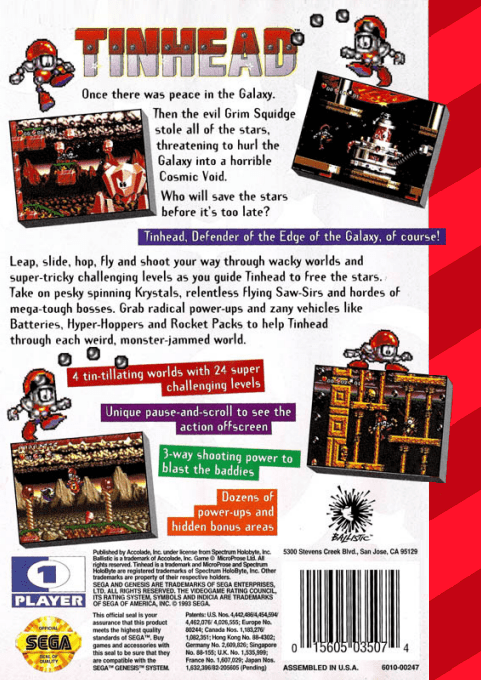 TinHead — Box back