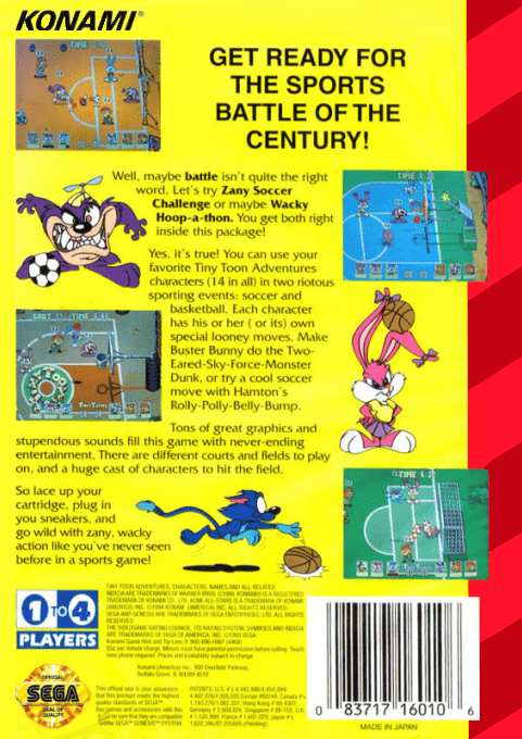 Tiny Toon Adventures : Acme All-Stars — Box back