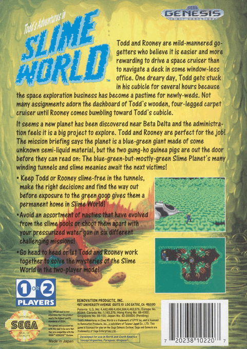 Todd's Adventures in Slime World — Box back