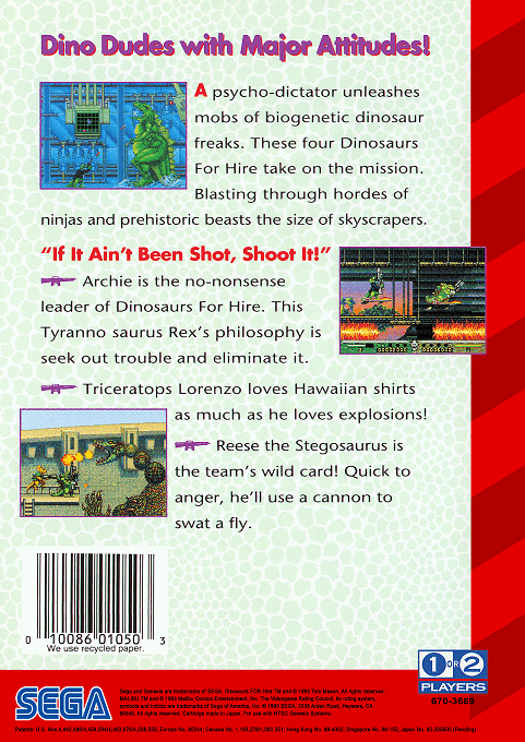 Tom Mason's Dinosaurs for Hire — Box back