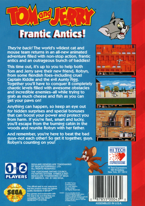 Tom and Jerry : Frantic Antics — Box back