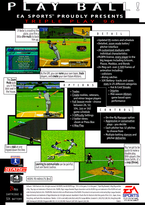 Triple Play 96 — Box back