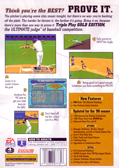 Triple Play : Gold Edition — Box back