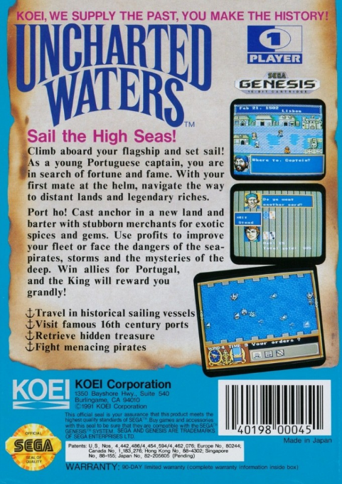 Uncharted Waters — Box back
