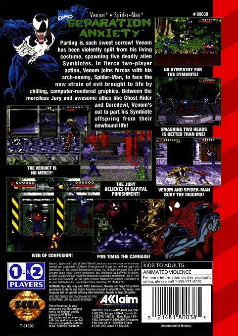 Venom & Spider-Man : Separation Anxiety — Box back
