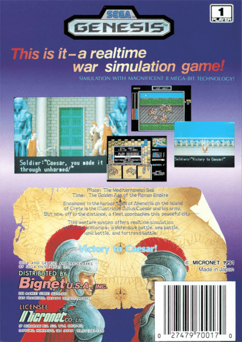 Warrior of Rome — Box back